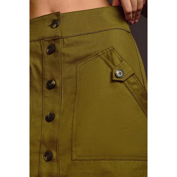 New Anthropologie Maeve Buttondown Cargo Skirt $128 SIZE 2 Moss - Picture 4 of 6